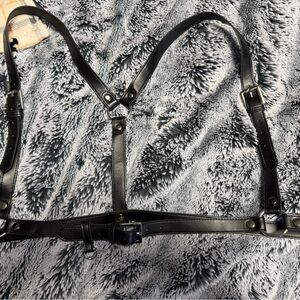 Disturbia Black Leather Harness Belt